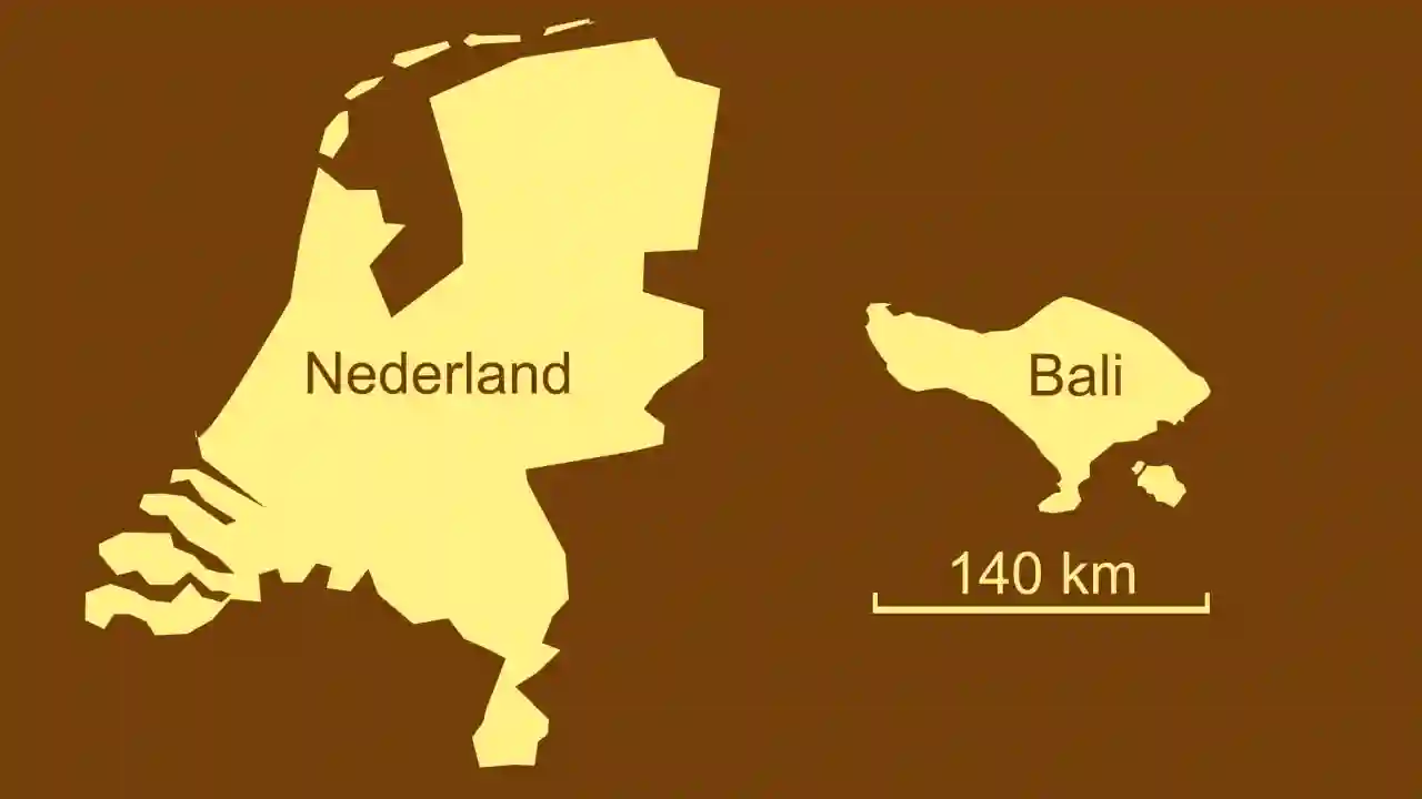 Oppervlak Nederland waar Bali zes keer in past.